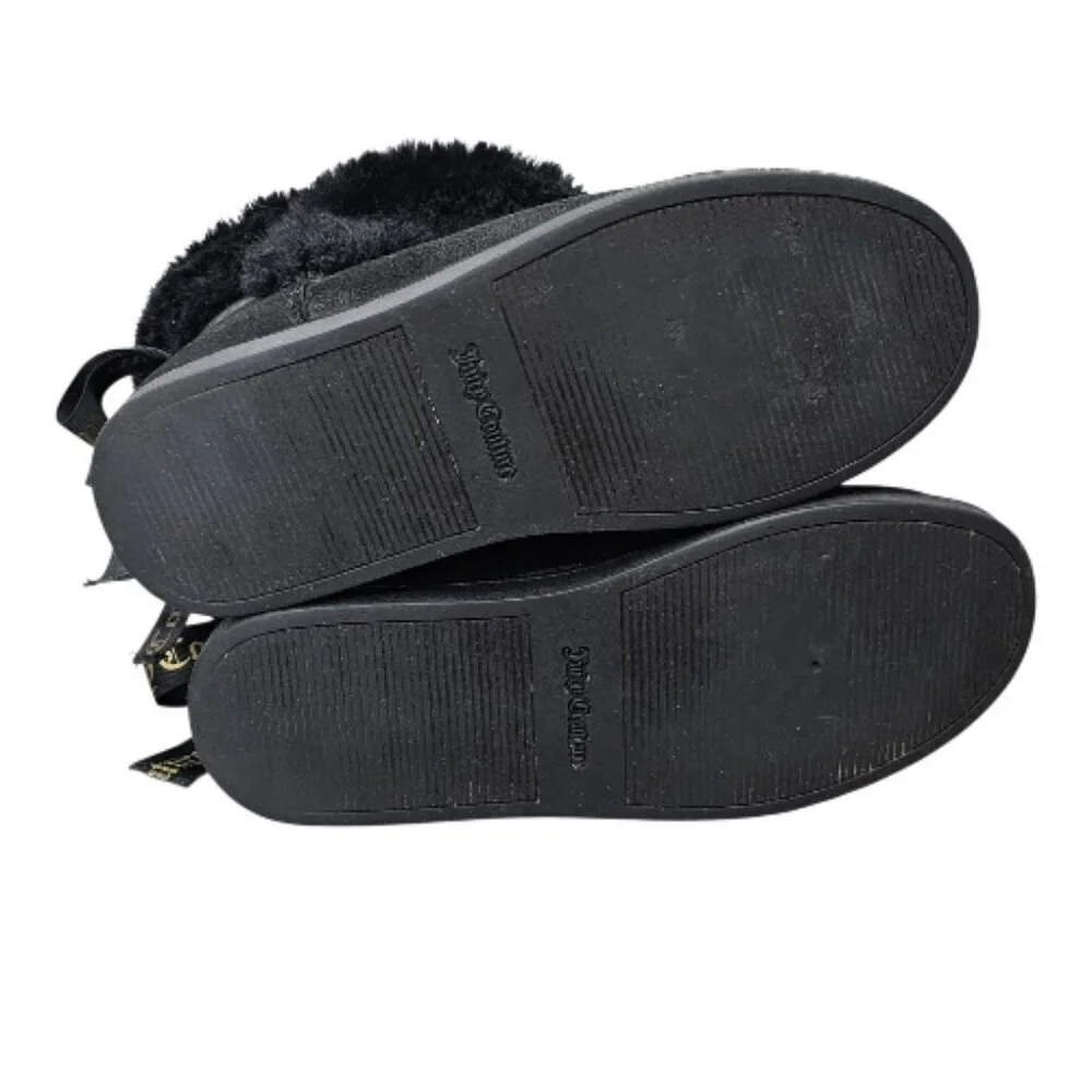 Juicy Couture King 2 Faux Suede Cozy Warn Slip On Black Winter Ankle Boots